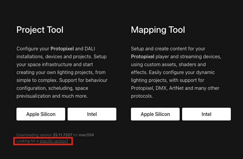 Specific version option